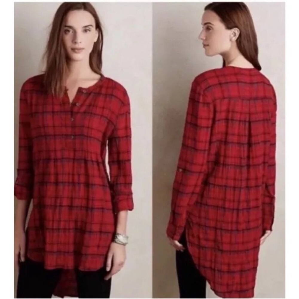 HOLDING HORSES Red Plaid Women's Tunic